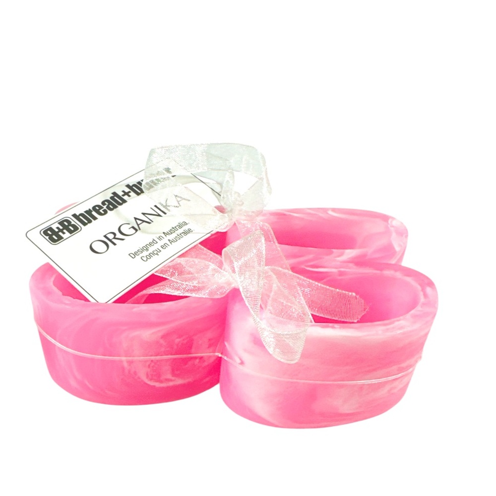 NEW Bread + Butter Oval PINK NAPKIN RING Set/4